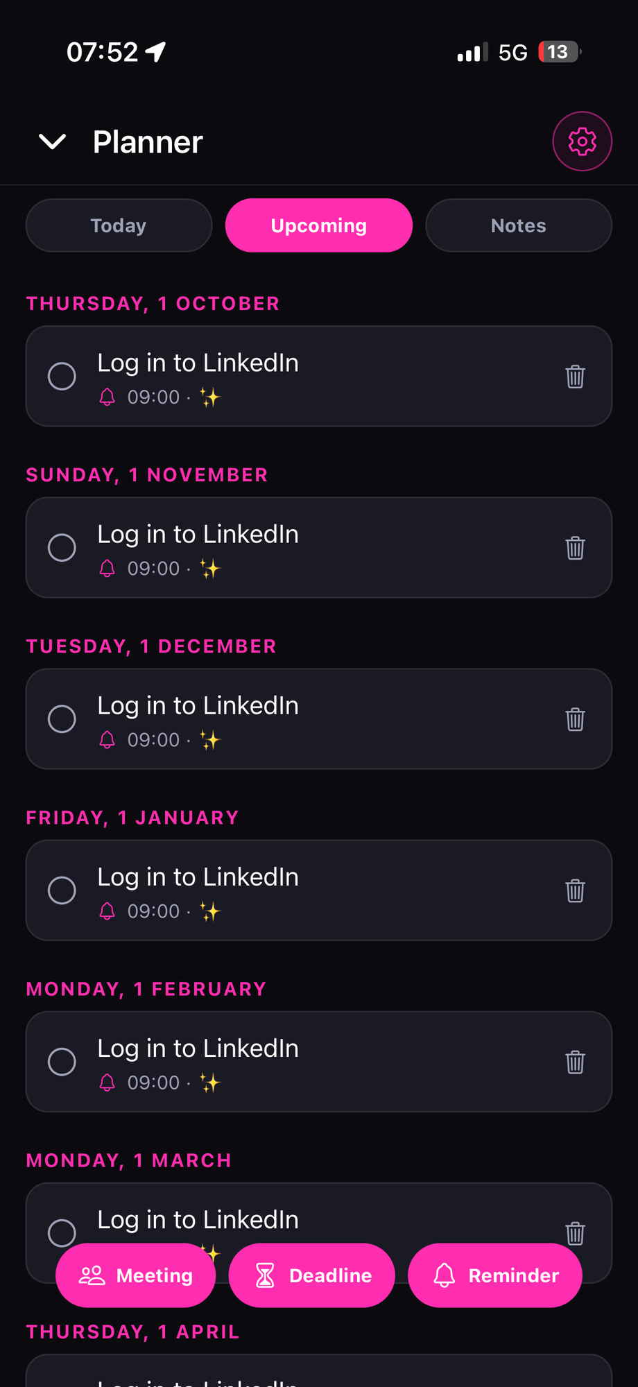 The Okidooki Planner with reminders and notes